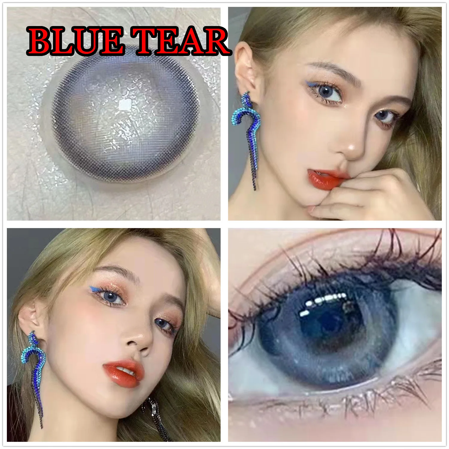 

Beauty 14.20mm Contact Lens Cosmetic Colorful Eyewear Teen Girl Women Blue Tear lentes de contacto