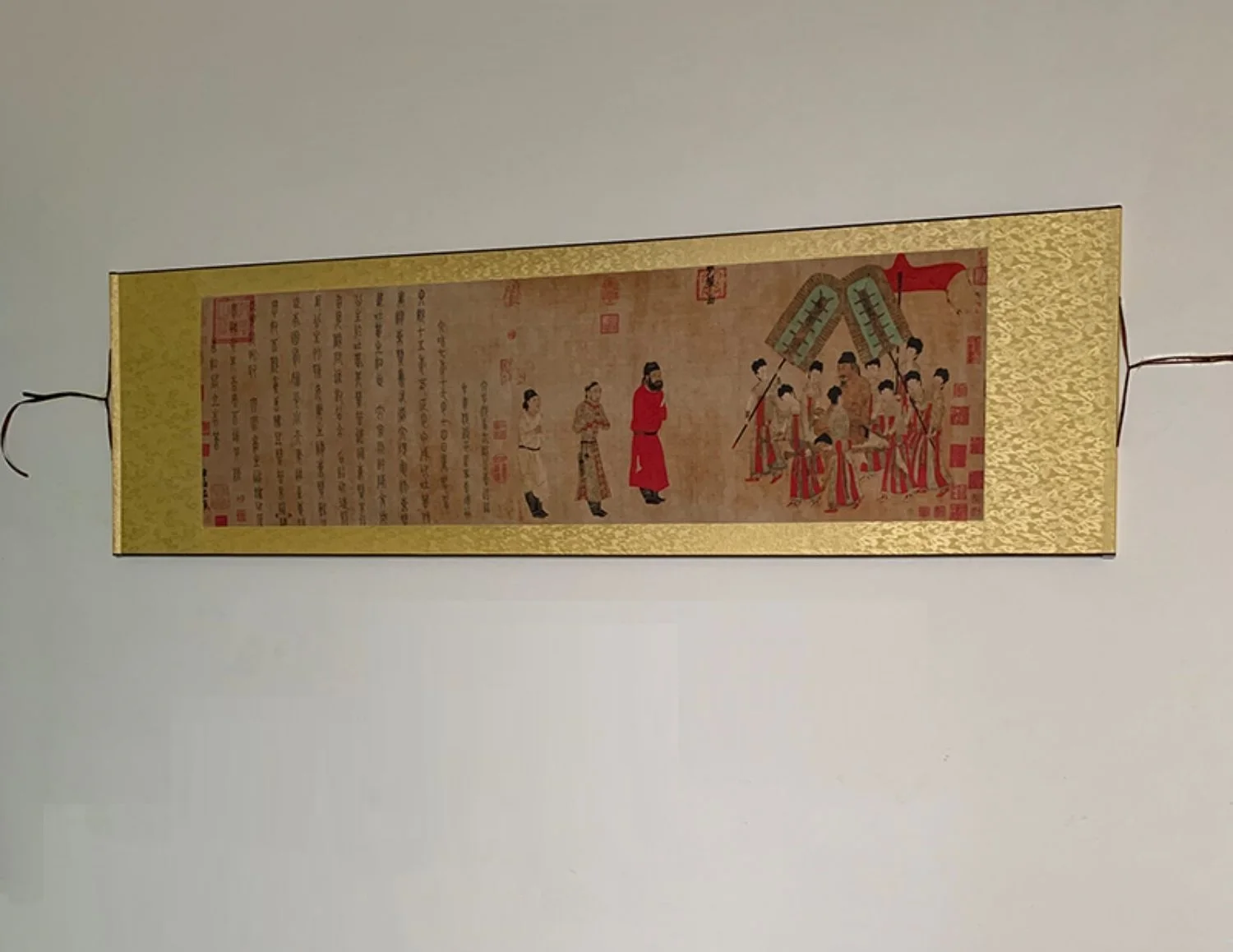 

Chinese Calligraphy Long Bu Lian Tu 47x156cm Copy Of Famous Painting Panoramic Painting Scroll Decoration