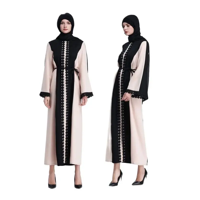 Мусульманское Открытое платье-Абая, элегантный кружевной кардиган, кимоно, Джаба, Рамадан, F8849-3