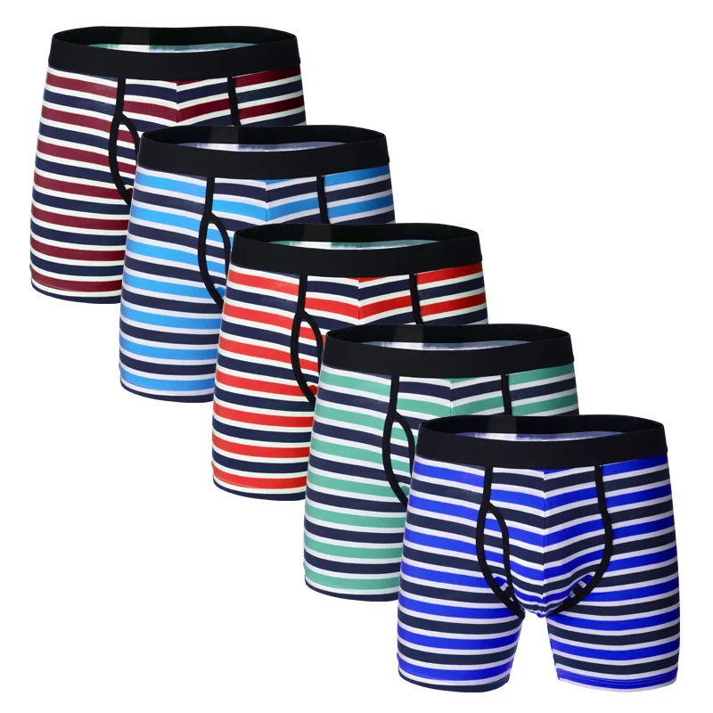 5Pcs/Lot Cotton Man's Shorts Boxers Stripe underpants Male Boy underwear Panties bermuda masculina bermuda masculina hombre new