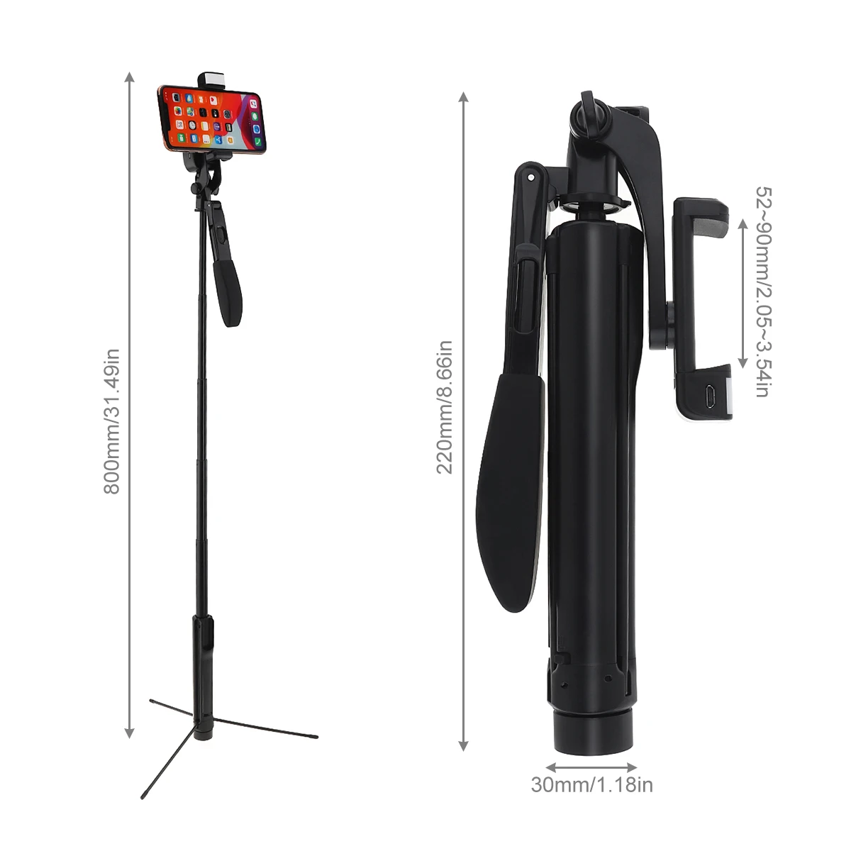Portable Integrated Selfie Stick Tripod Live Stabilizer with Adjustable Double Fill Light Mobile Phone Bracket for Live / Video