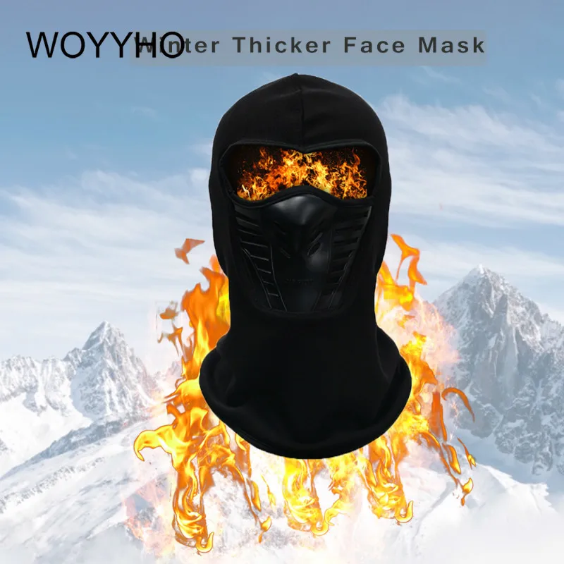 Зимняя походная Лыжная маска Флисовая теплая Ветрозащитная на все лицо для