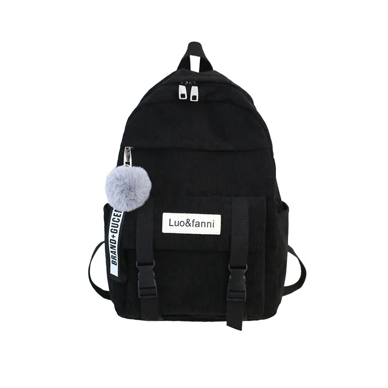 Новый трендовый вельветовый женский рюкзак Модный повседневный школьный ранец