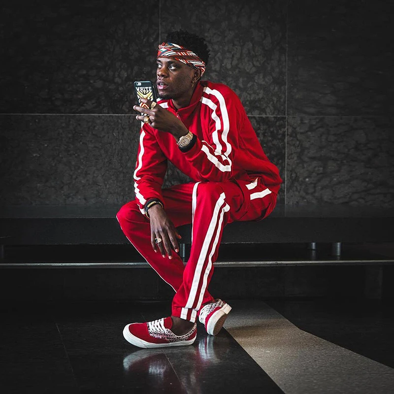 

2021 Hip Hop Striped Printed Mens Tracksuits Spring Fashion Stand Collar Zipper Jacket And Pocket Cargo Pants Suits Streetwears