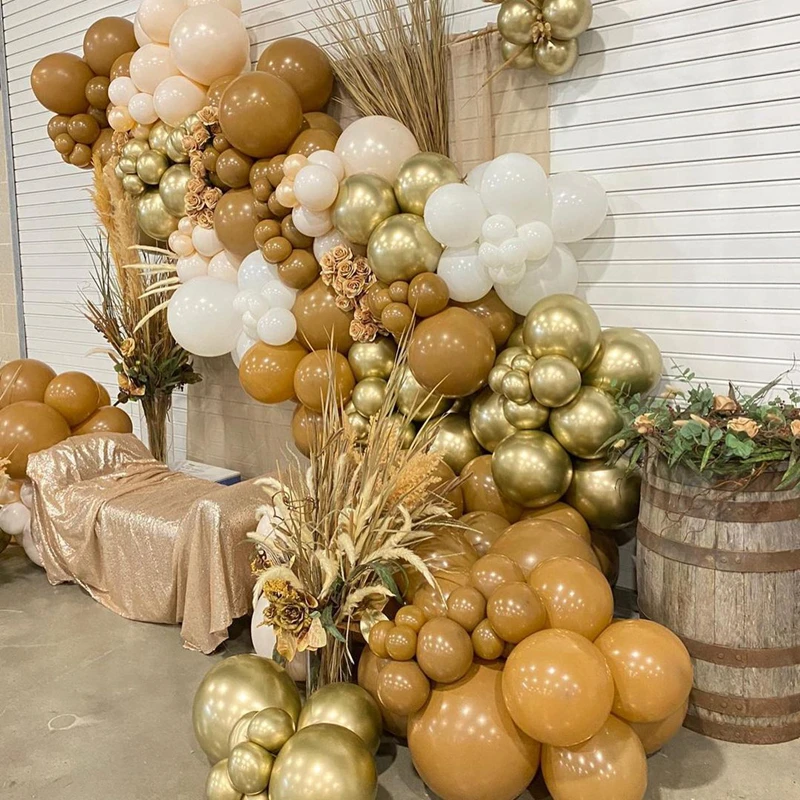 

Шары воздушные золотистые/коричневые/белые, украшение для свадьбы/дня рождения, шары из латекса для будущей мамы, цепочка, принадлежности д...