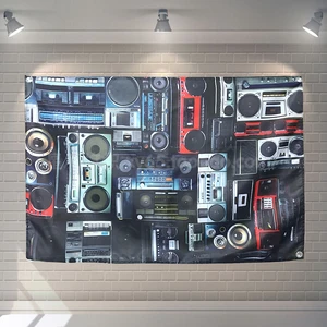 Old sound player Banners Flag Wall Sticker restaurant Cafe beer workshop Restaurant locomotive club Live background decor