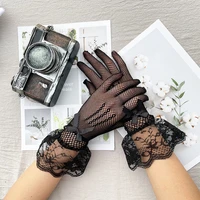 short white black lace wrist finger gloves for bridal wedding with pearl for women lady marriage accessories