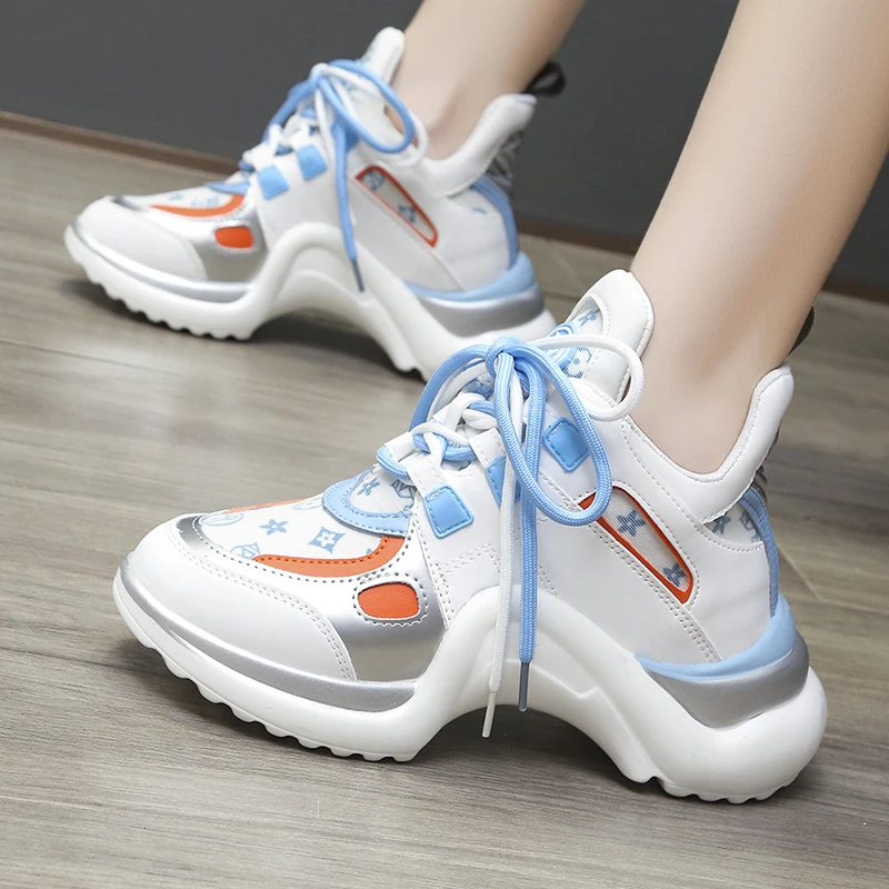 

Кроссовки женские массивные на платформе, Вулканизированная подошва, модная повседневная Дизайнерская обувь