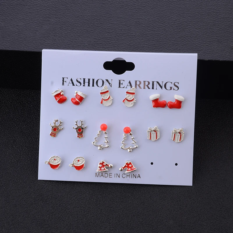 

YADA 8 PCS Fashion Christmas Snowman&Sock Earring Statement Crystal Earring For Women Jewelry Christmas Tree Earrings ER200189