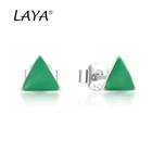 Laya стерлингового серебра 925 пробы модные простые геометрические треугольные серьги с зеленой эмалью для женской вечеринки высококачественные классические ювелирны