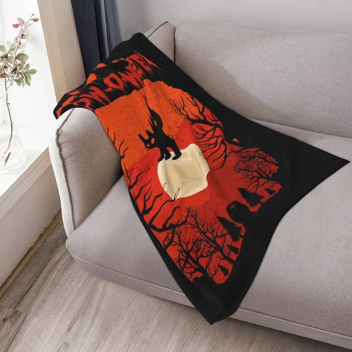 Флисовое одеяло с рисунком кошки на Хэллоуин покрывало для телевизора дивана