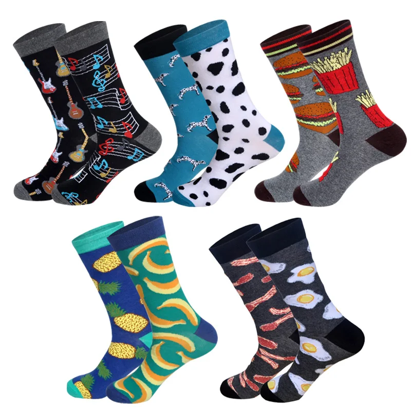 

Downstairs AB Matching Socks Unisex Different Design Combinations Funny Cotton Long Women Men Happy Calcetines Gifts for Lovers