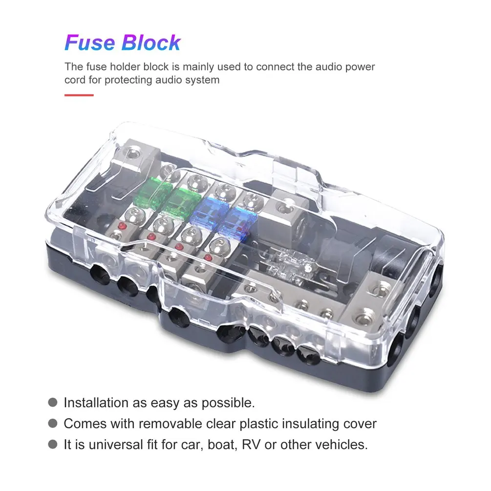 Car Audio Stereo Distribution Fuse Block ANL Fuse Holder 0/4ga 4 Way Fuses Box Block 30A 60A Universal Car Accessories