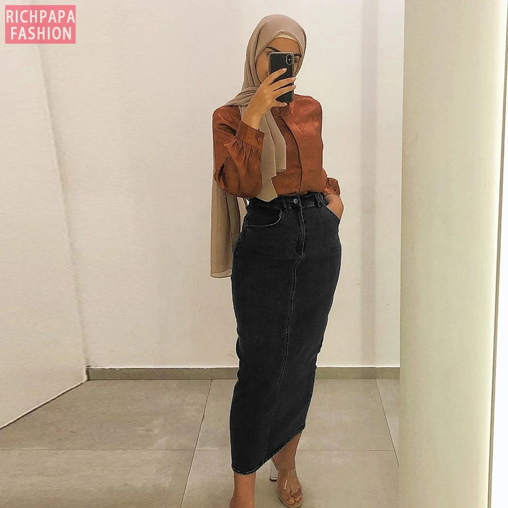 Джинсовое платье с юбкой для женщин длинная юбка мусульманских турецкая