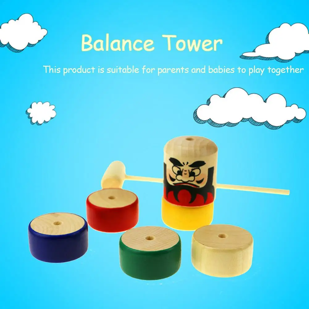 

Wooden Puzzle Tapping Balance Tiger Tower Rainbow Tower Pile Tower Early Education Toy Immortal Daruma Magic Toy