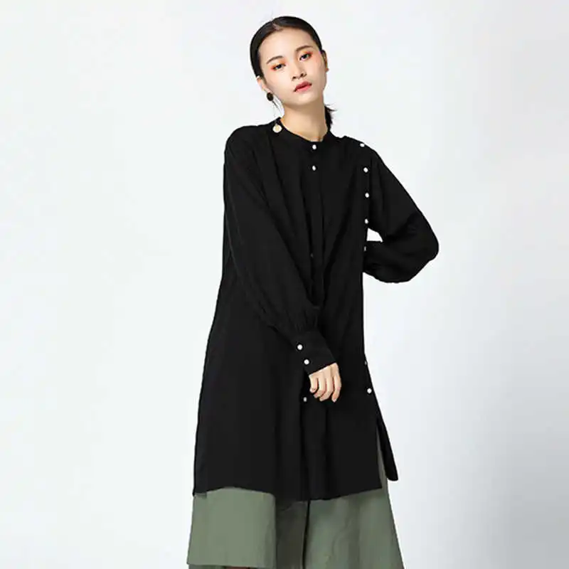 Женская блузка на пуговицах с длинным рукавом и отложным воротником | одежда
