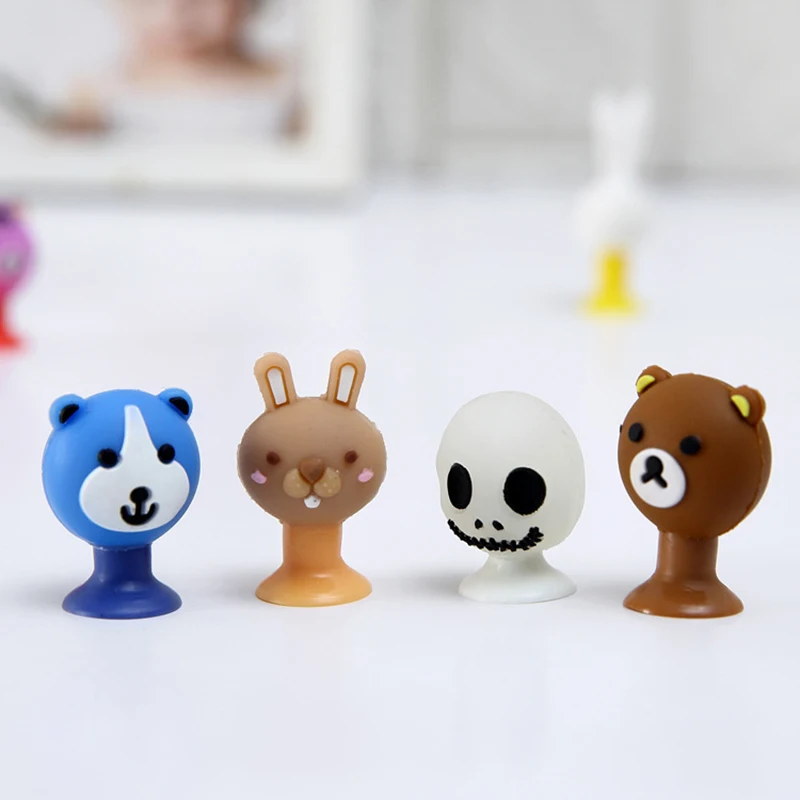 15 шт./лот Мультяшные Милые Животные медведь Кот кролик присоска игрушки ПВХ