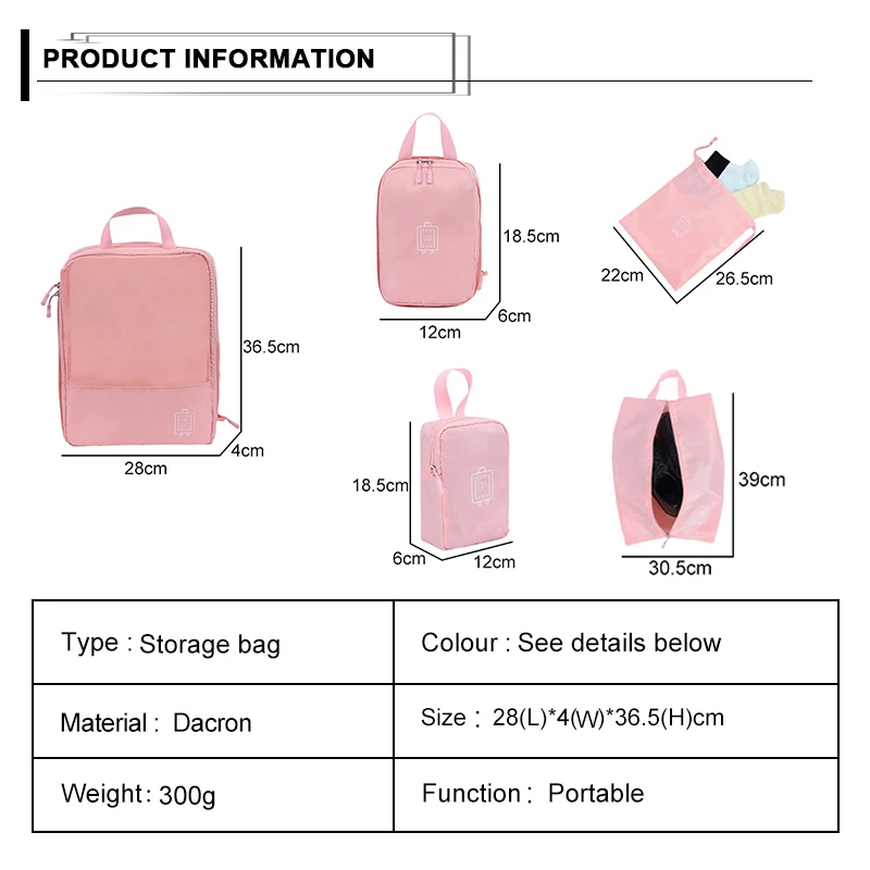 5 шт. дорожная сумка для хранения Модный стиль использование путешествия багажа