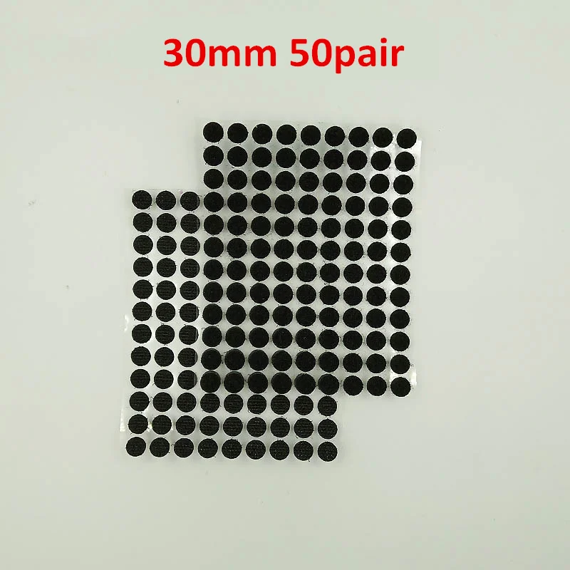 Black 30mm 50pair 100 пар Самоклеящиеся Застежки лента 10/15/20/25/30 мм сильный клей точки Стикеры крюк и петля; цвет белый, черный; Круглый Монеты нейлоновая лента - Цвет: Black 30mm 50pair