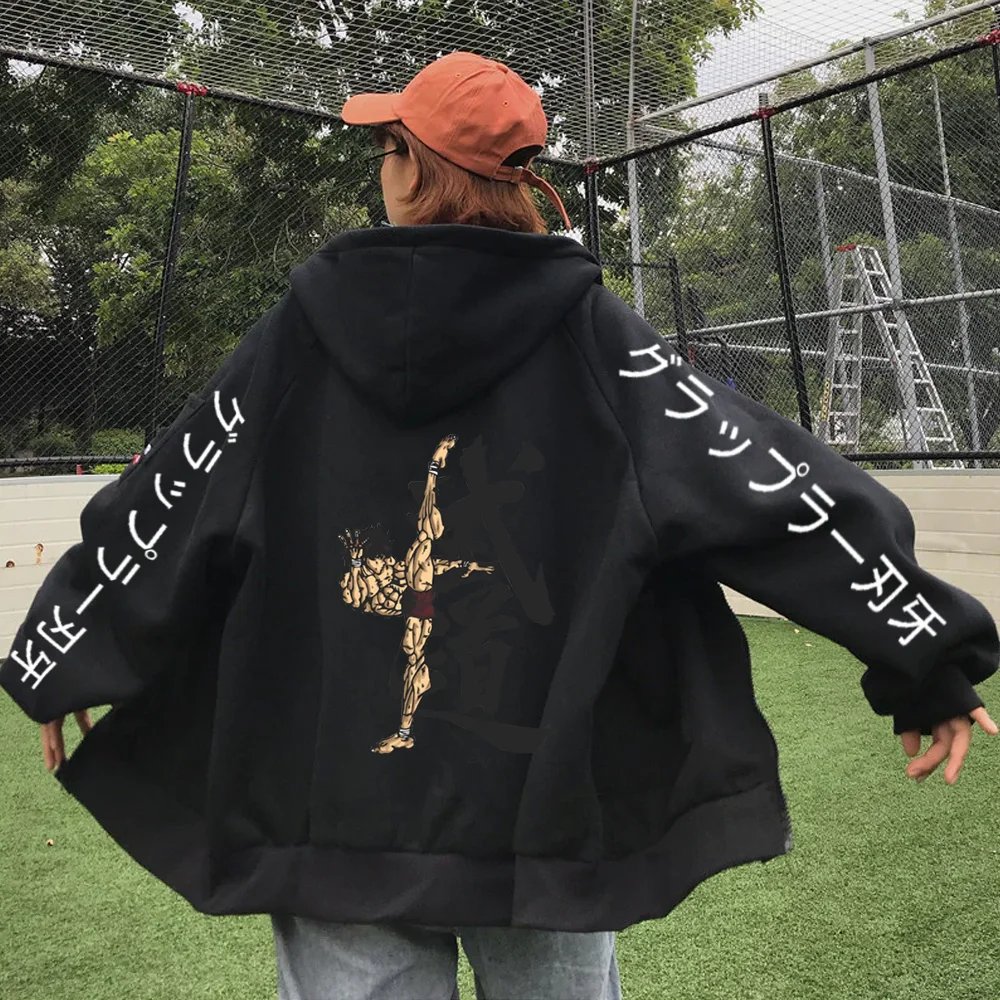 

Baki the Grapplers Printed Hooded Fashion Zipper Coat Sweatshirt Casual Unisex Autum Spring Winter Hanma Baki Hoodie