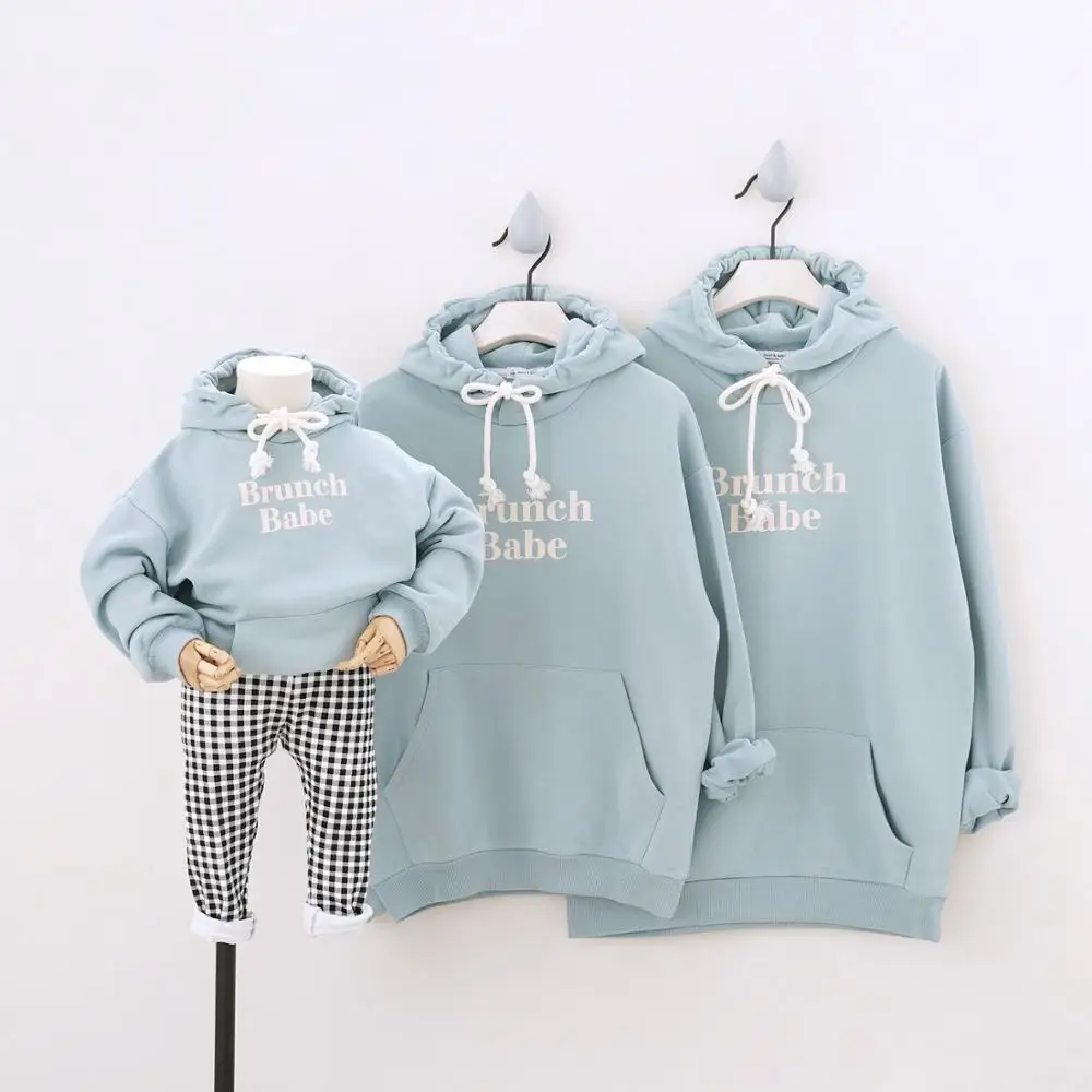 Dojhonkids Hoodies Family Matching Outfits Sport Sweatshirts for a of Three Hooded Parent-Child Clothing 2020 Couple Wear | Мать и