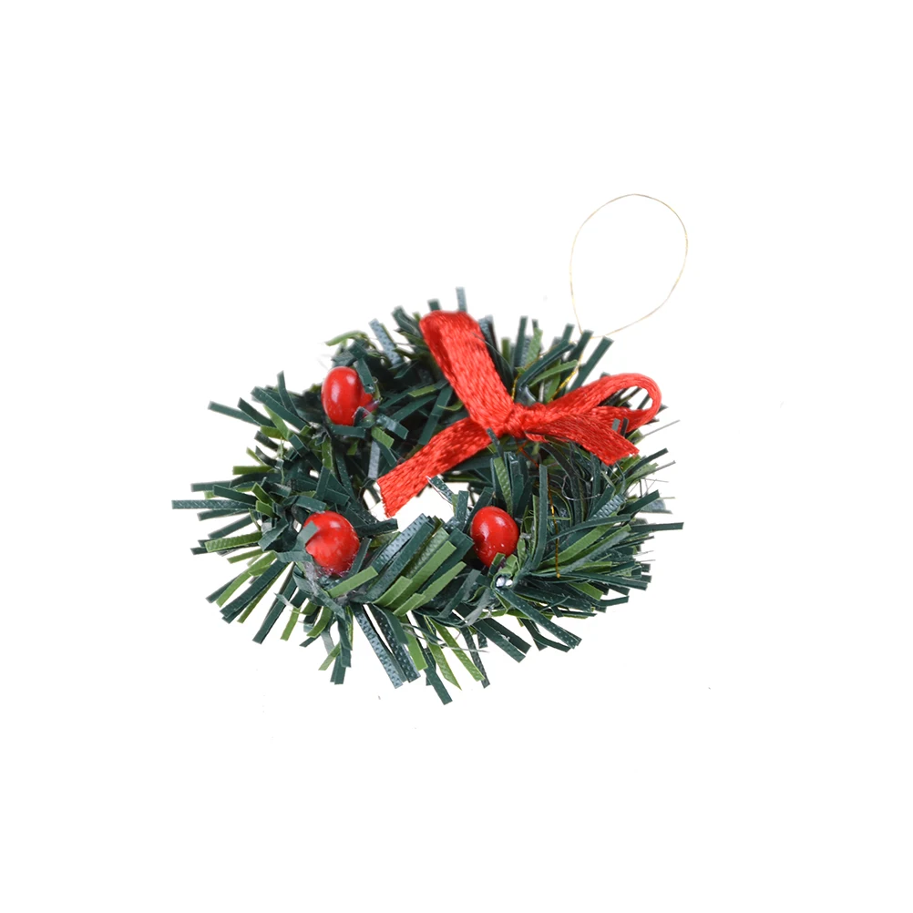 

Mini Christmas Wreath Pine Drop Ornament Christmas Tree Decoration For Home Party Navidad New Year Dollhouse Accessoires