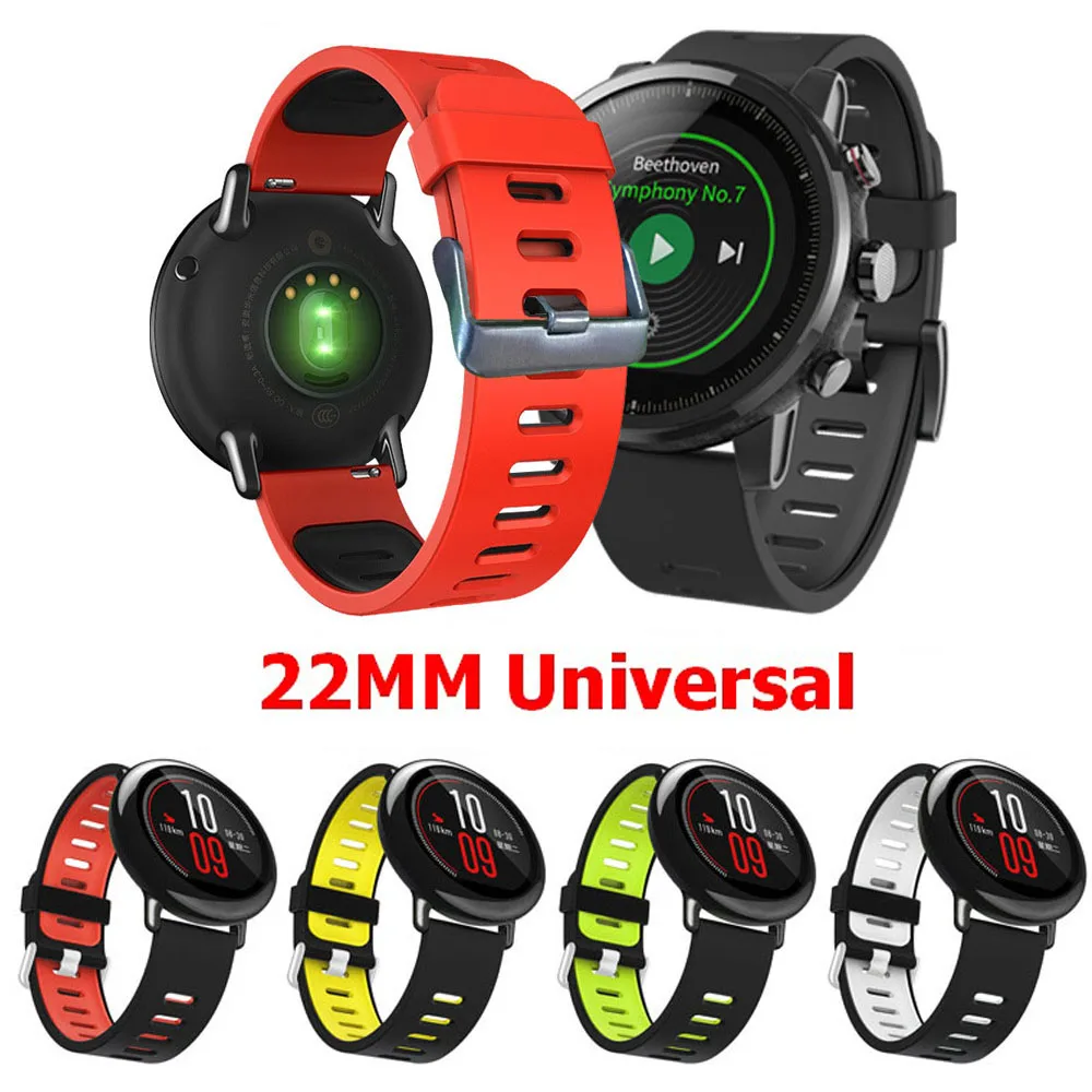 Ремешок силиконовый для смарт-часов Huawei wacth 2 GT браслет Xiaomi Huami Amazfit 3 Samsung Gear S3/S4 22 мм