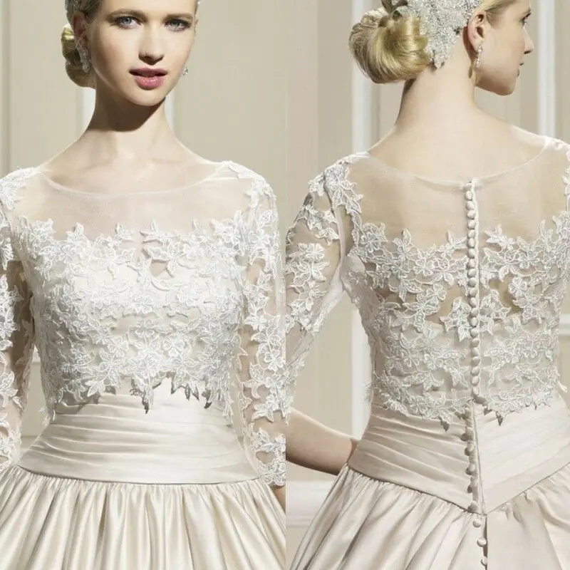 

Винтажная Кружевная аппликация Болеро свадебное платье жакет 3/4 с длинными рукавами болеро на заказ