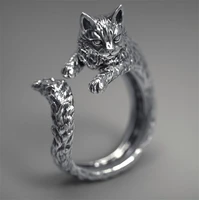 cute silver color cat rings for men women adjustable opening finger ring engagement ring wedding jewelry birthday gifts