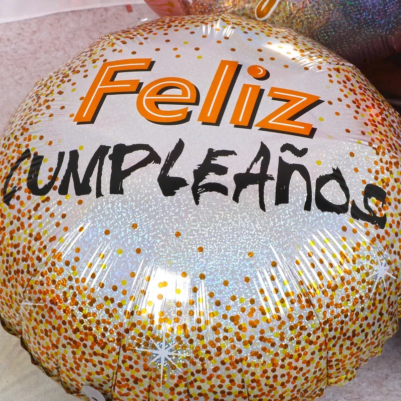 50 шт в наборе 18 дюймов Лазерная Feliz cumpleaños испанский Happy День рождения Mylar Фольга