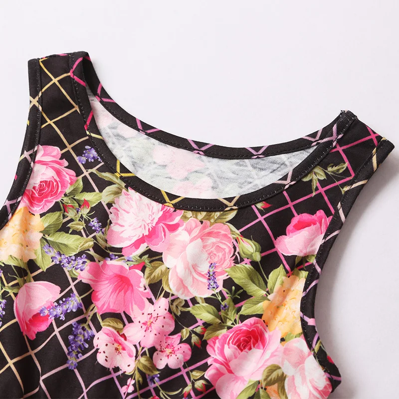 Винтажное длинное платье с цветочным принтом для мамы и меня розовое летнее