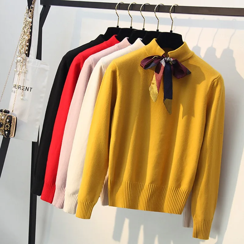 GIGOGOU женский свитер с воротником-бабочкой осенне-зимний толстый теплый пуловер