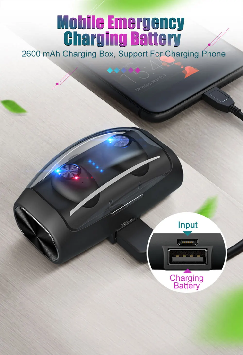 V6 TWS Bluetooth 5,0 наушники беспроводные стерео водонепроницаемые спортивные наушники с 2600 мАч зарядная коробка VS i10 TWS наушники