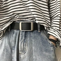 fashion pu belt for women men metal square buckle waist strap all match casual jeans trouser dress student decoration waistband
