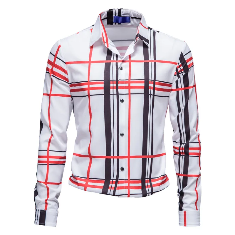 

Color Striped Printed Long-sleeve Shirt Men New Arrival Fashion Shirts