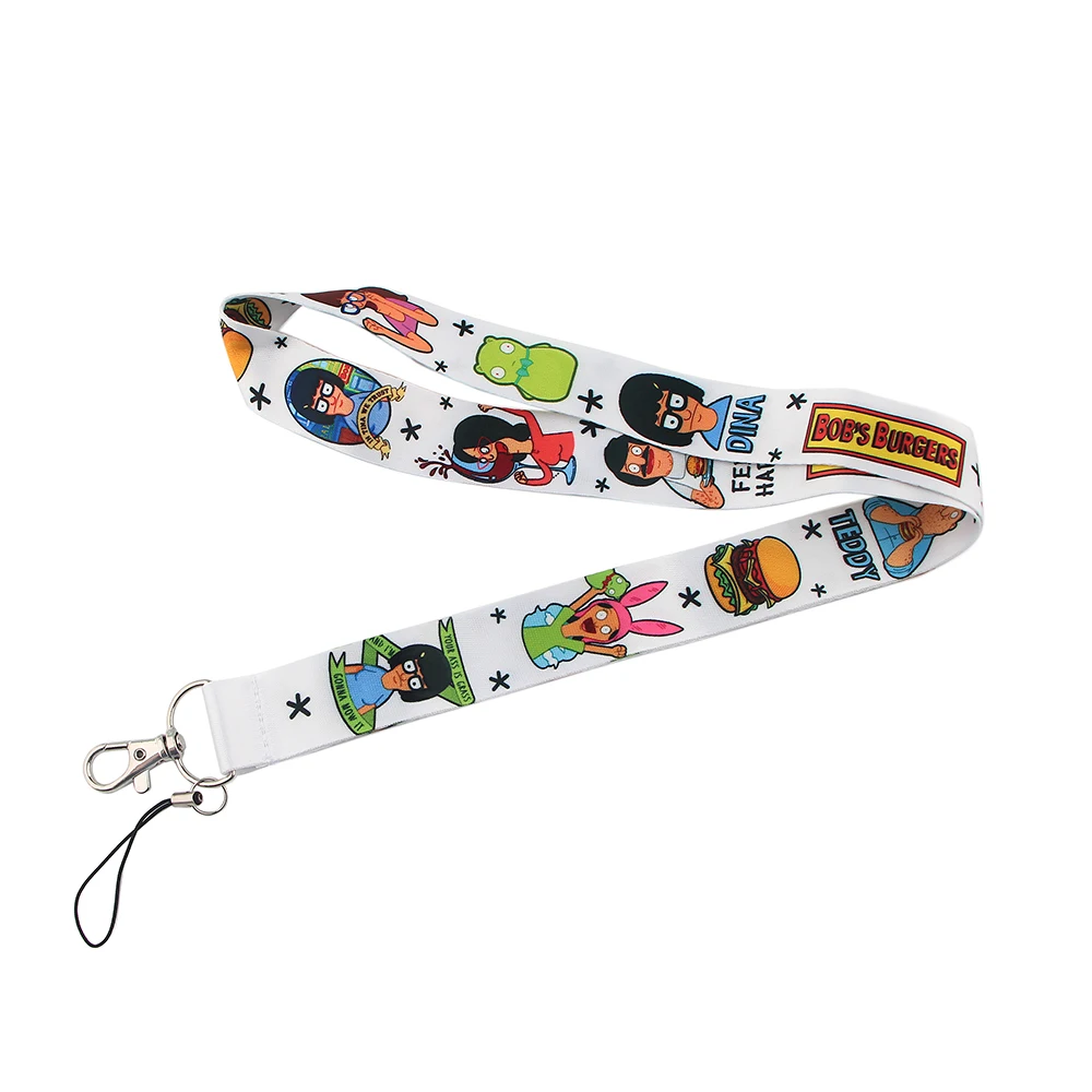 

HJ236 Anime Happy Hamburger Lanyard For Keys Mobile Phone Hang Rope Keycord USB ID Card Badge Holder Keychain DIY Lanyards Gift