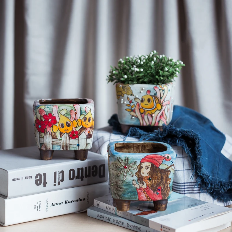 

KOREAN-STYLE GLAZED ORPHANS SIGNATURE, ROUGH TONIMO OIL PAINTING SERIES, MULTI-FLESH AND FOOT PERMEABLE FLOWER POT
