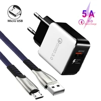 qc 3 0 fast charger adapter 5a micro usb cable for huawei p8 p9 lite y5 y6 y7 y9 2018 honor 6 7 lg g3 g4 18w eu plug usb charger