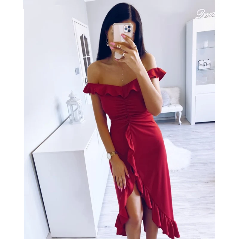 women sexy long dress solid ruffles high waist backless dresses sunmmer beach sundress holiday vestidos party NZ1249 | Женская одежда