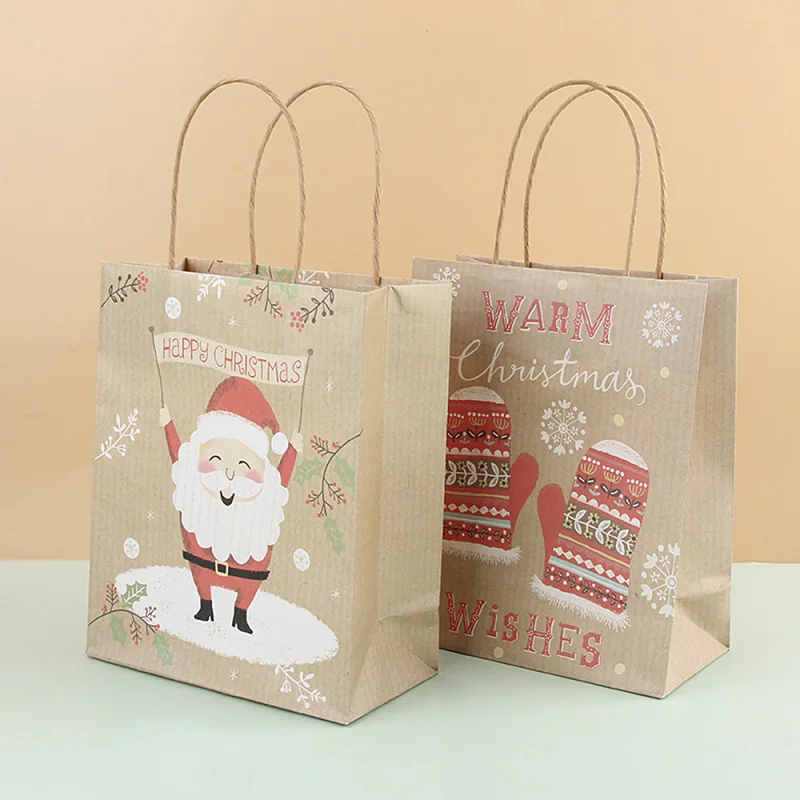 4 шт. пакет-тоут из крафт-бумаги с рождественским узором | Дом и сад