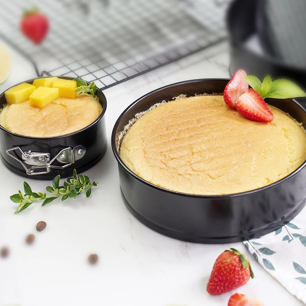 

2pcs Metal Cake Baking Pan Removable Bottom Cheesecake Pan Round Shape Non-stick Baking Molds Kitchen Bakeware