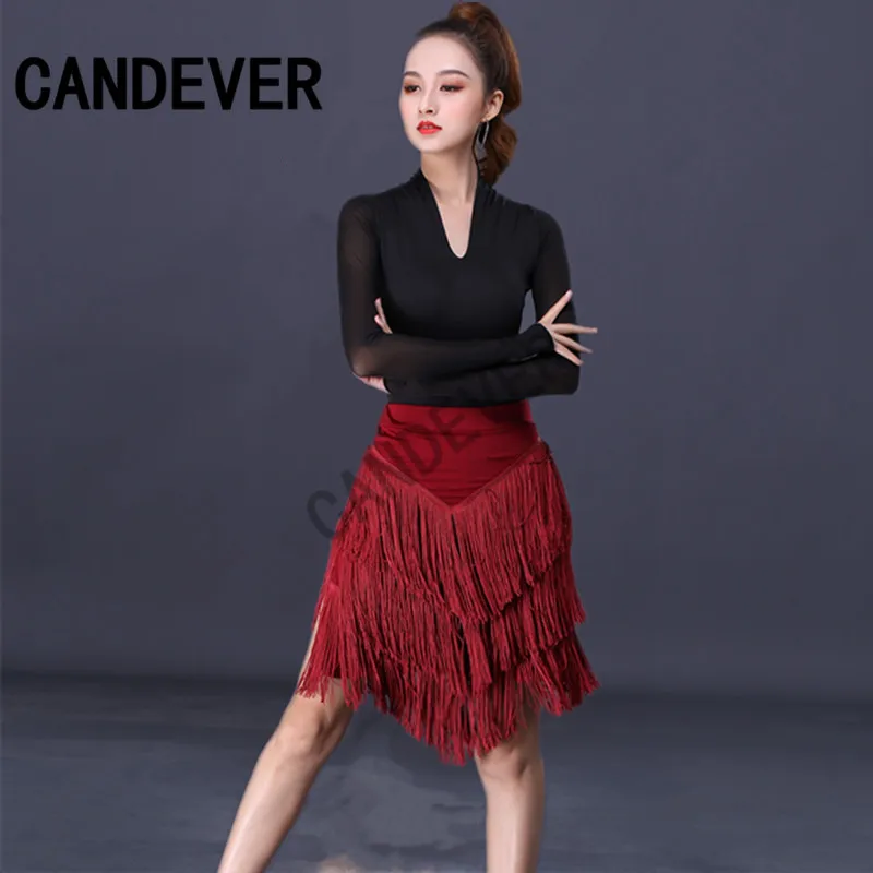 2019 юбка для латинских танцев сексуальный женский топ костюм Самба Танго виды