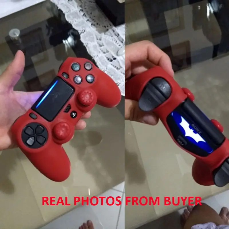 Мягкий гибкий силиконовый чехол, защитный чехол для Playstation 4 PS4 Pro Slim, светодиодный светильник, наклейка, 2 шт., ручка+ светодиодный чехол