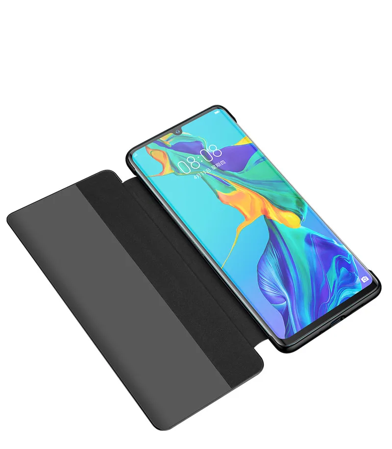 Чехол Coque Mate20 Pro с умным окошком для просмотра пары простой модный кожаный