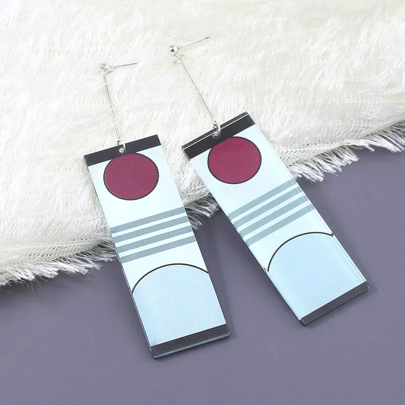 Dropshipping Anime Demon Slayer Cosplay Props Acrylic Earrings Kimetsu no Yaiba Tanjirou Kamado Ear Stud Eardrops Women Men