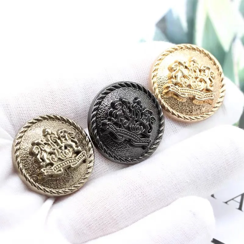 10pcs/lot 15/20/25mm Fashion Metal Jacket Buttons Bronze Black Gold Vintage Buttons for Clothing DIY Coat Buttons for Needlework