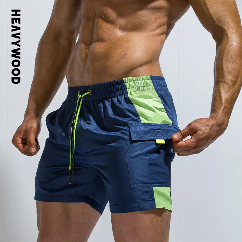 

Heavywood Casual Sports Shorts Men's Loose Quick Drying Beach Pants Drawstring Pockets Running Jogging Gym Shorts Swim Trunks