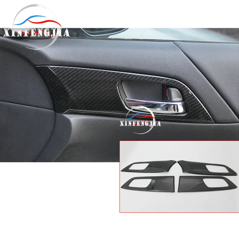 Внутренняя Панель ручки двери из углеродного волокна для Honda Accord 13 17 4x|Лепнина