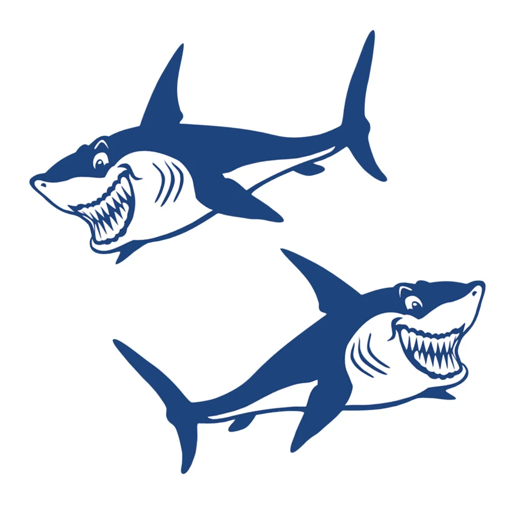 

2x Kayak / Canoe Cute Shark Decal Sticker Surfboard Car Wall Laptop Graphics
