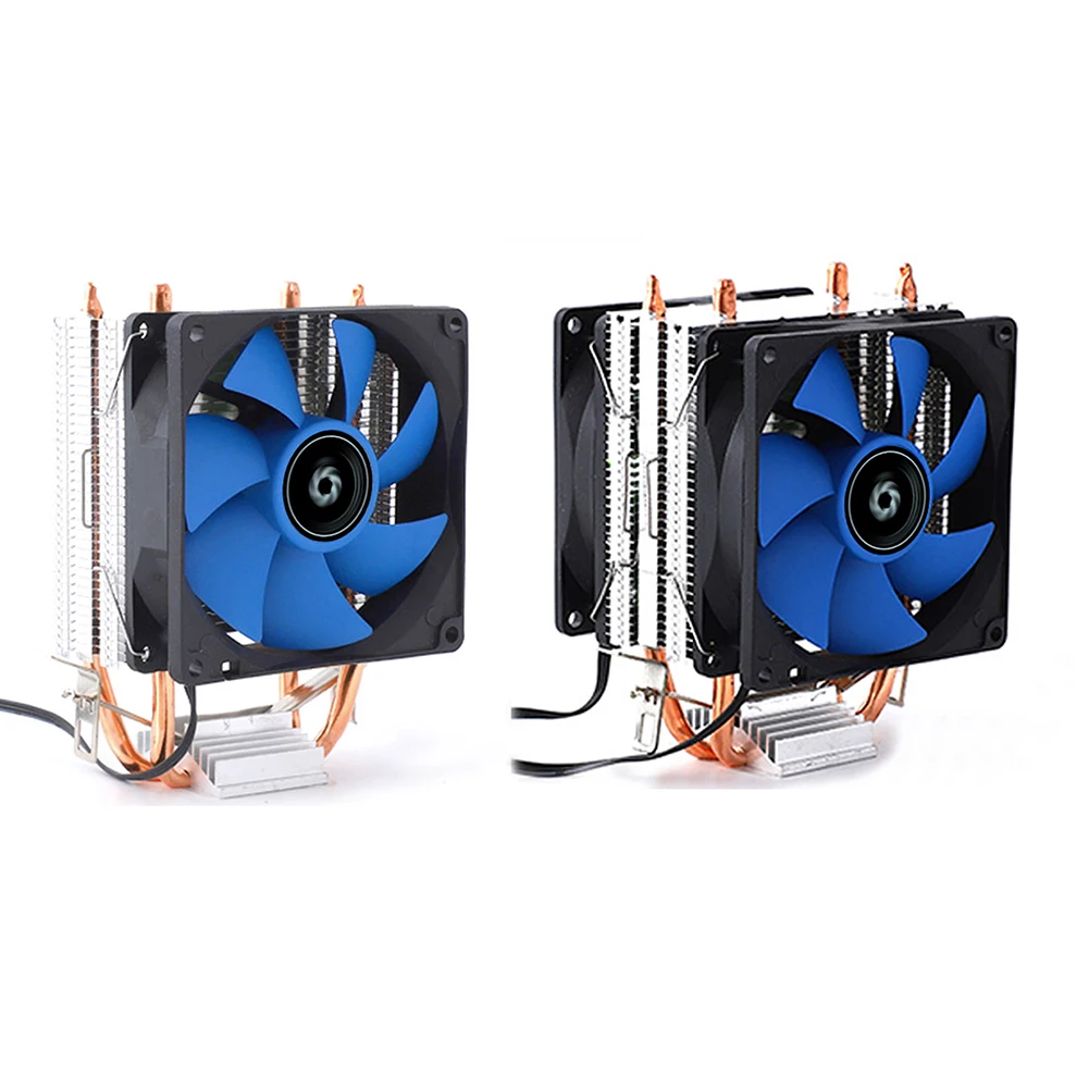 

Heatsink Base Thermal Pads 2 Heat Pipe CPU Cooler Quiet Radiator PC Cooling Fan for Intel LGA 775/1155 X58 X79